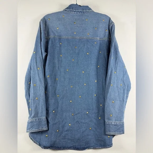 Universal Thread Women's Valentine's Day Relaxed Embellished Denim Shirt - XL - Picture 6 of 9